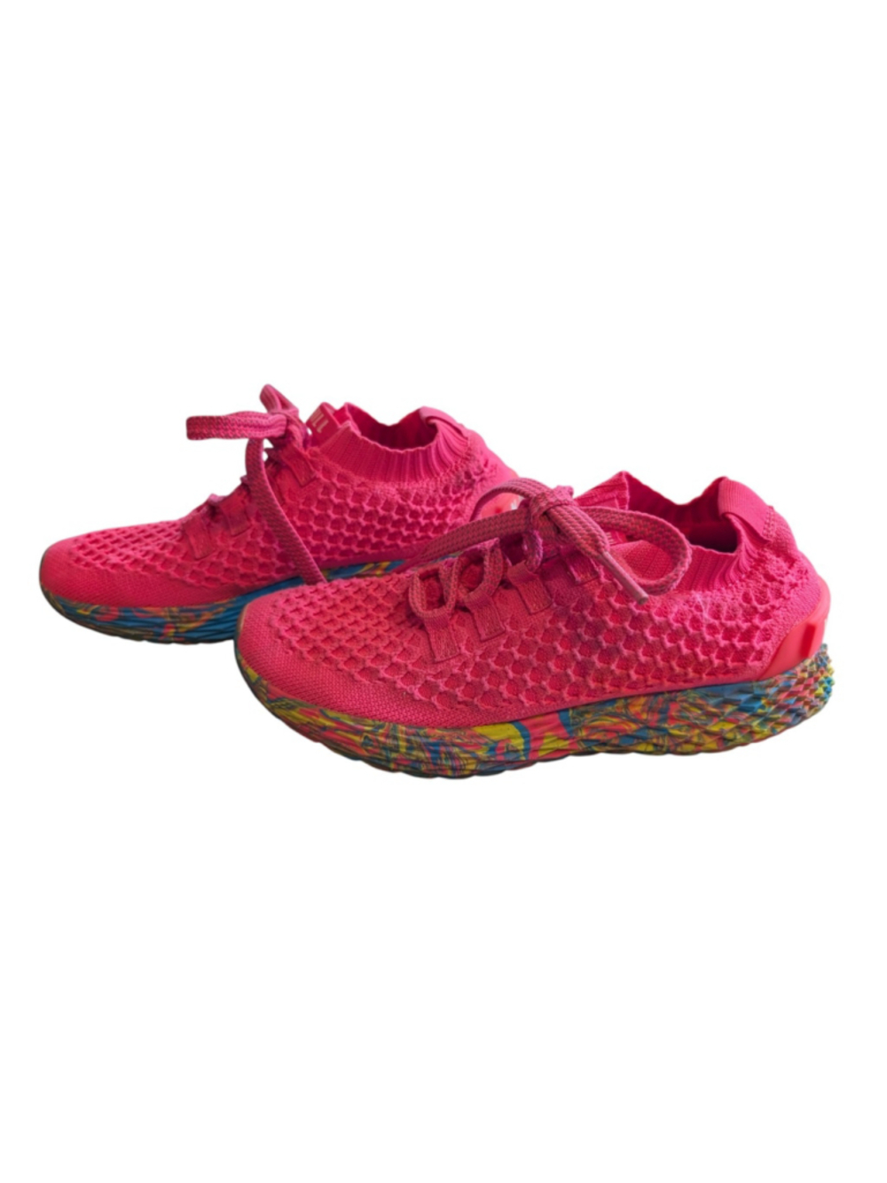 NOBULL Shoes Womens 6.5 Athletic Sneakers Pink Knit Upper Vibrant Sole
